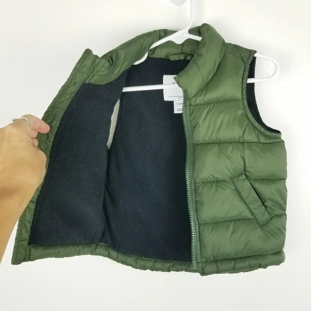 Old Navy Green Fleece-Lined Puffer Vest 12-18 Months